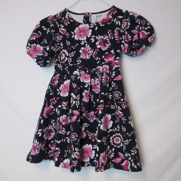 Janie and Jack Puff Sleeve Pink Floral Fit and Flare Dress Girls 6 - Picture 1 of 8